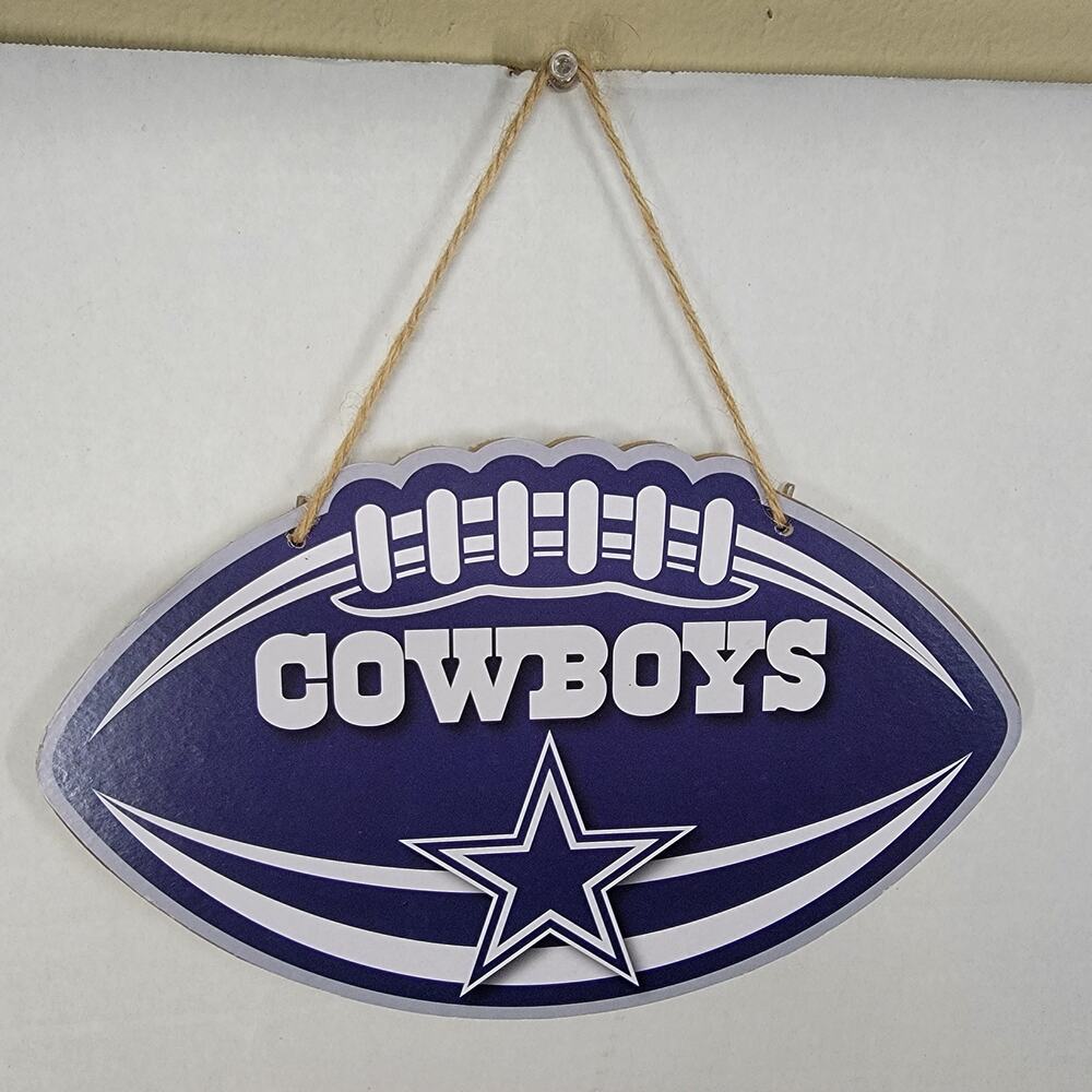 NFL Dallas Cowboys Football Shaped Wooden Wall Decor